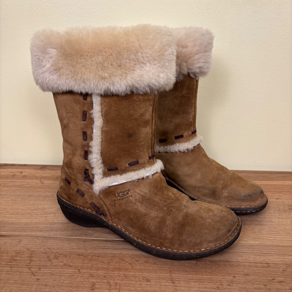 UGG Elijo Suede Boots Chestnut Tan Brown Women Size 8 Casual Outdoor Snow Winter